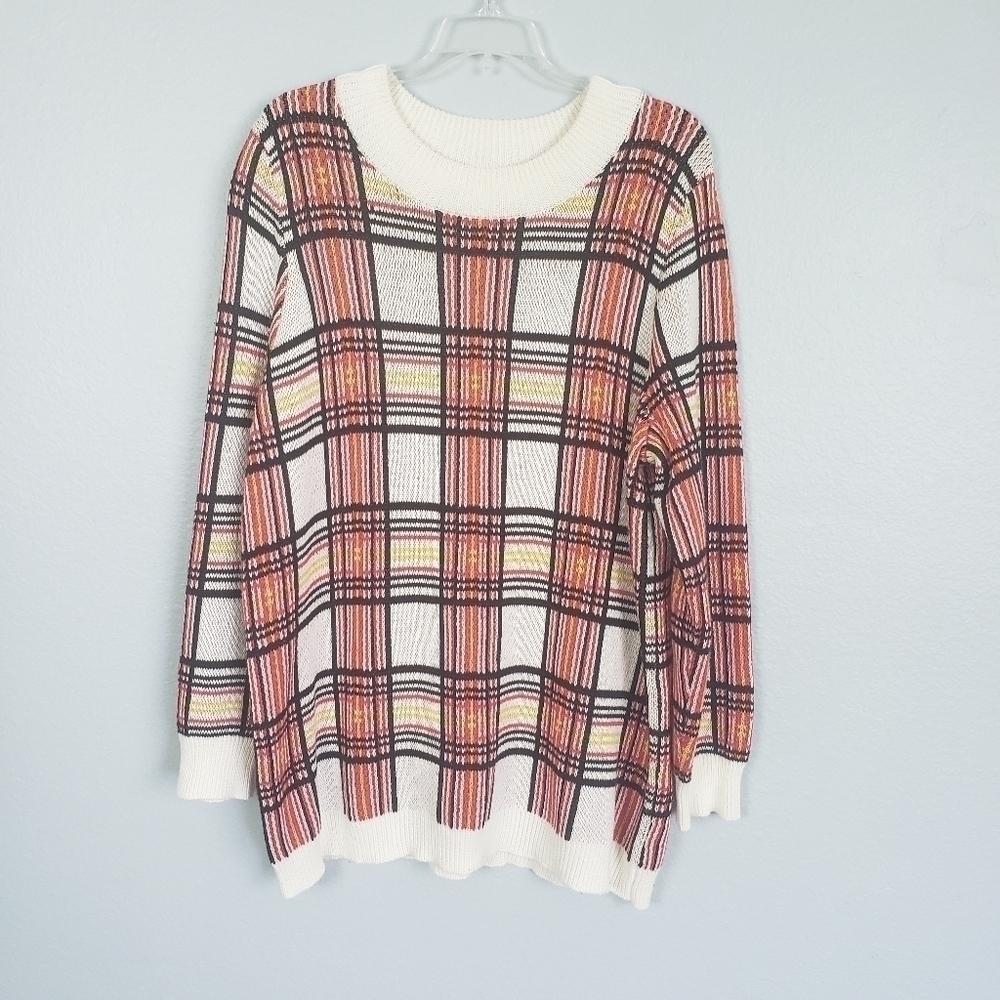 Woman Within Plaid Tunic Sweater Sz 14/16